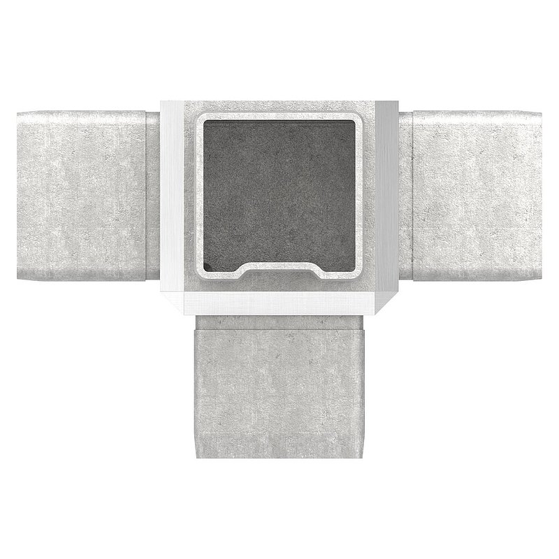 Raccord en T avec 4 sorties égales pour tube  40x40x2,0mm, V4A