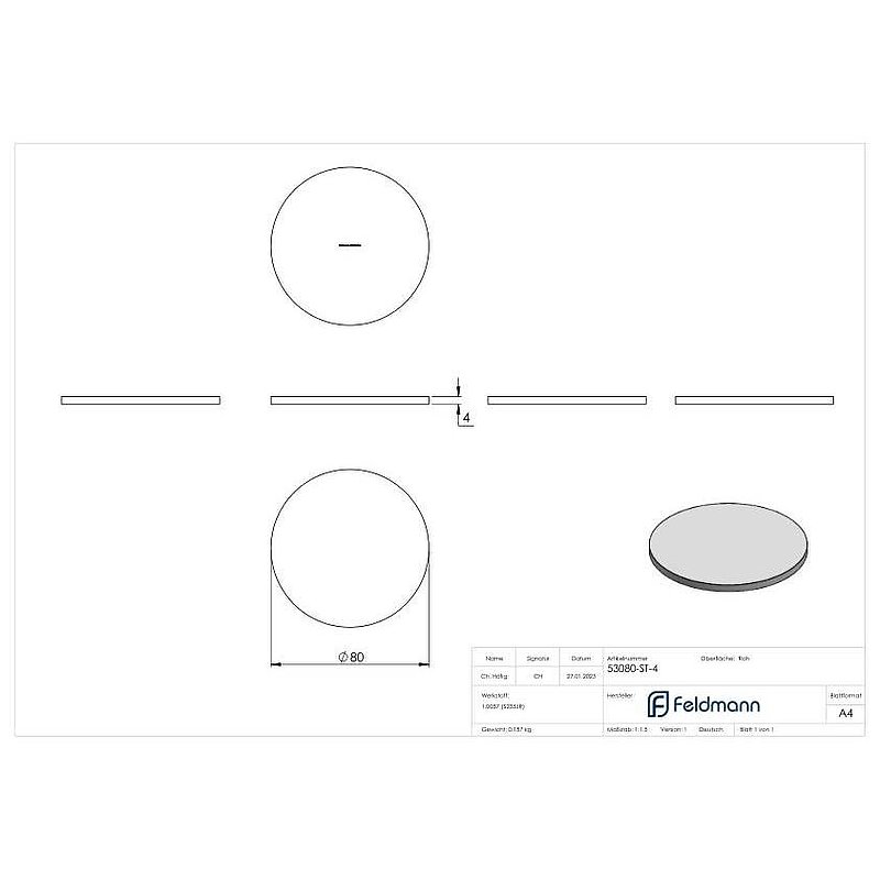 Ronde 80x4mm