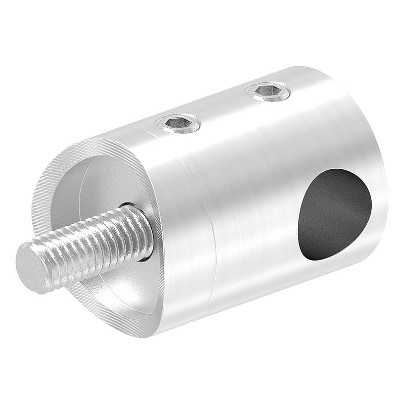 Cross bar end bracket for 42.4 mm tube with blind hole right 10.2 mm, AISI304