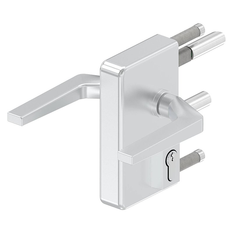 Gittertorschloss GTS 2 für Rohrstärke 60-80mm, Gehäuse silber