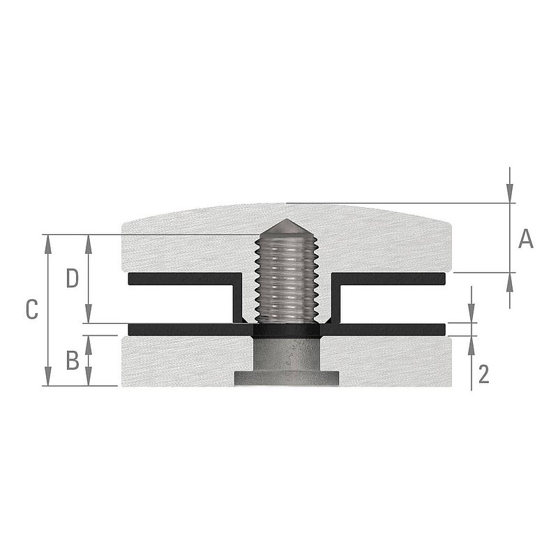 Partie supérieure pour point de fixation 52mm, V2A
