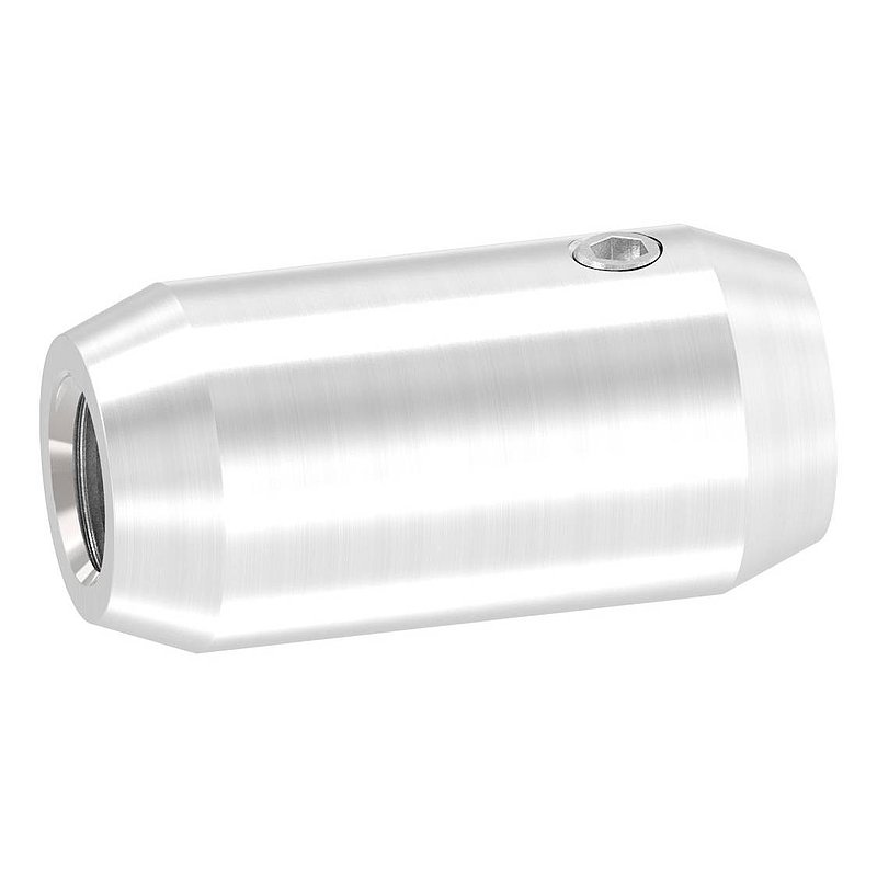 Bar connector Ø18mm with M10 thread and 12mm hole, AISI304