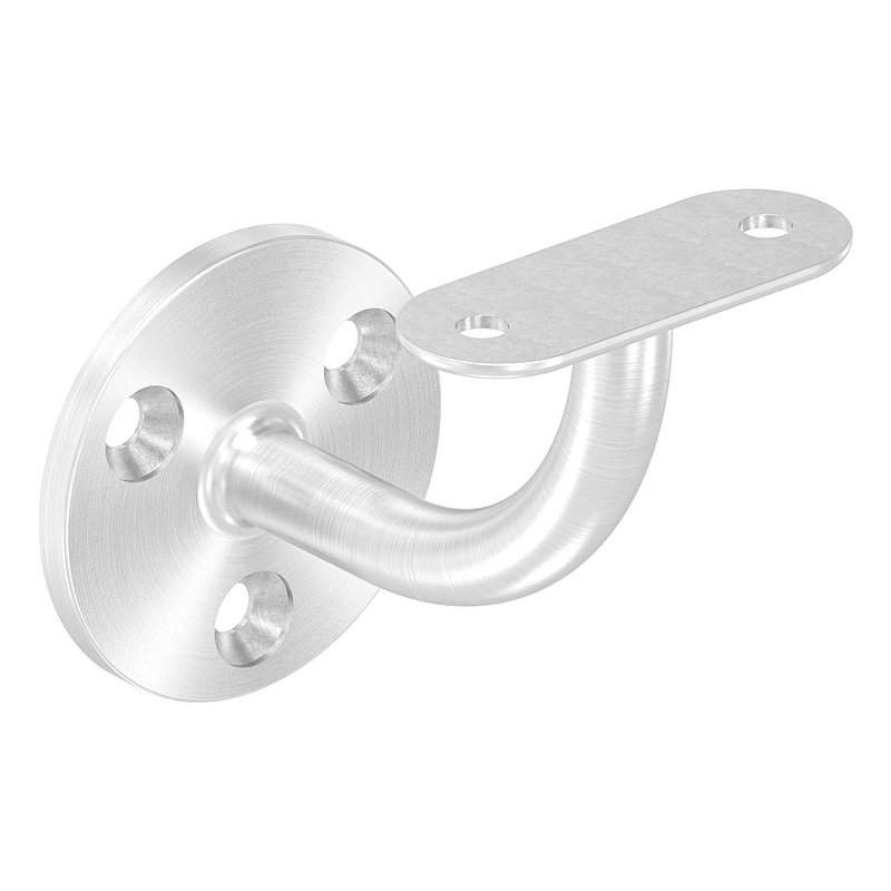 Handrail bracket with flat handrail connection plate (round plate and bracket welded), AISI304