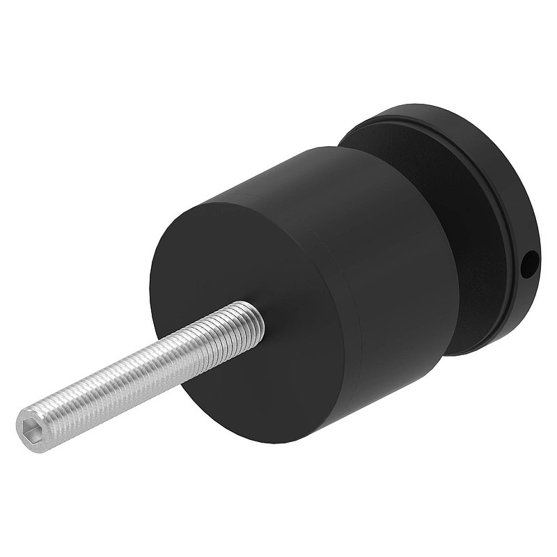 Glass point holder 52mm, flat, adjustable, AISI304, powder coated in RAL 9005 black matt