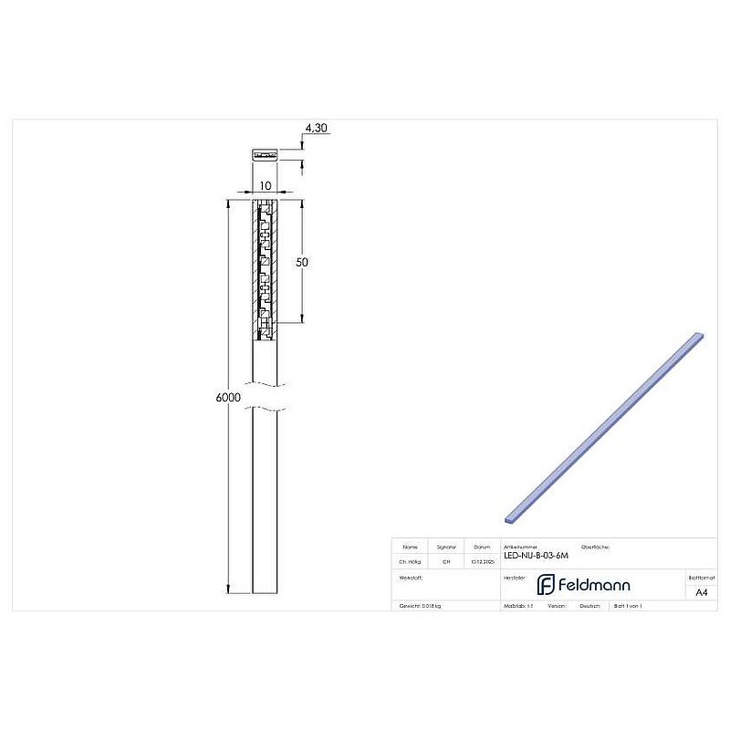LED Band 6000mm, Schutzart IP65, neutralweiß 4000K