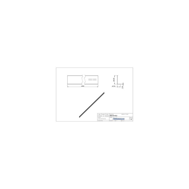 Abdeckung für Alu-Profil 80600-ALU, L: 6000mm