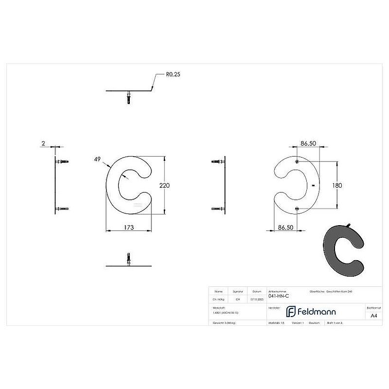 house number c - "large", AISI304