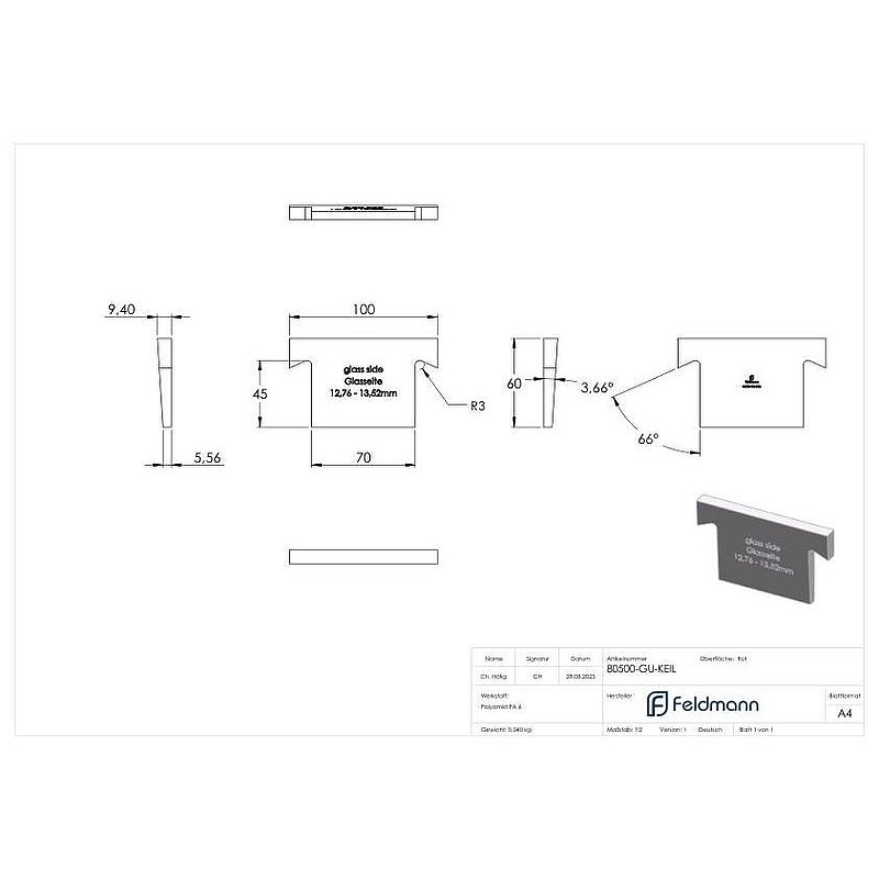 Wedge (red) for mounting-set 80500-GU