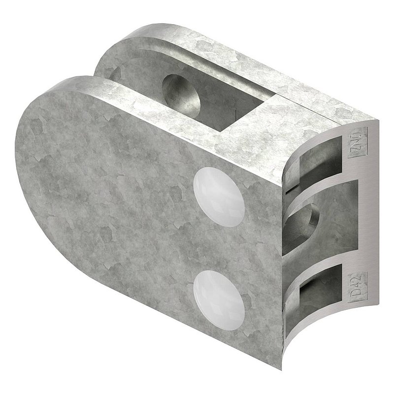 Glasklemme Mod. 33, Anschluss: 42,4mm, in Zink roh