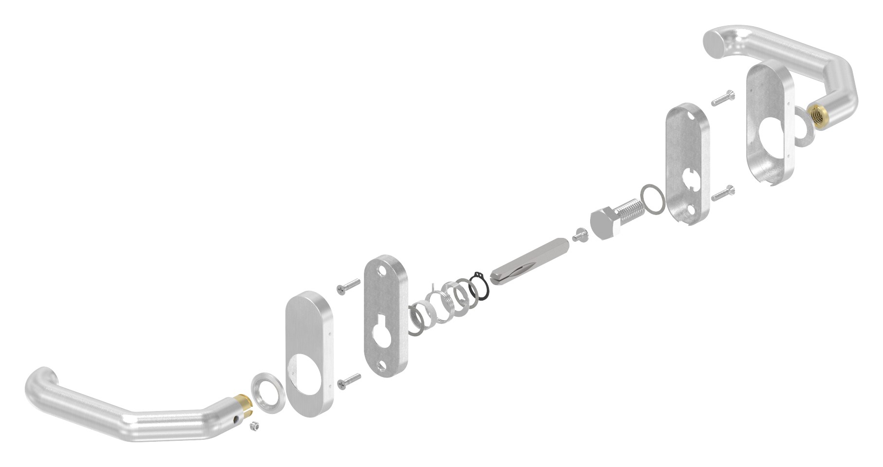 Türdrücker-Paar, ein Drücker feststehend, V2A Türdrücker-Paar, ein Drücker feststehend, V2A