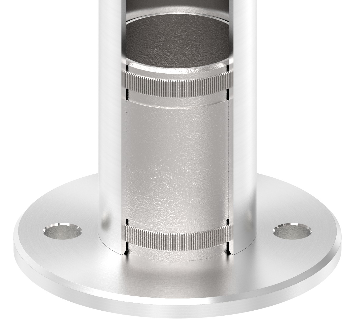Wand- und Bodenanker mit Rändelung, für Rohr 48,3x2,0mm, V2A