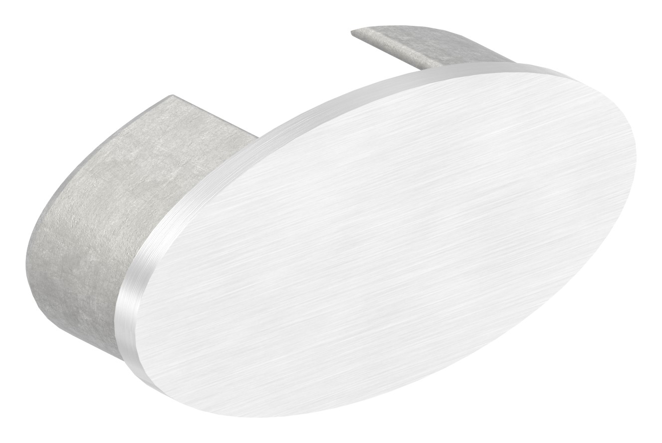 Endkappe, flach, für Oval-Nutrohr, V2A Endkappe, flach, für Oval-Nutrohr, V2A