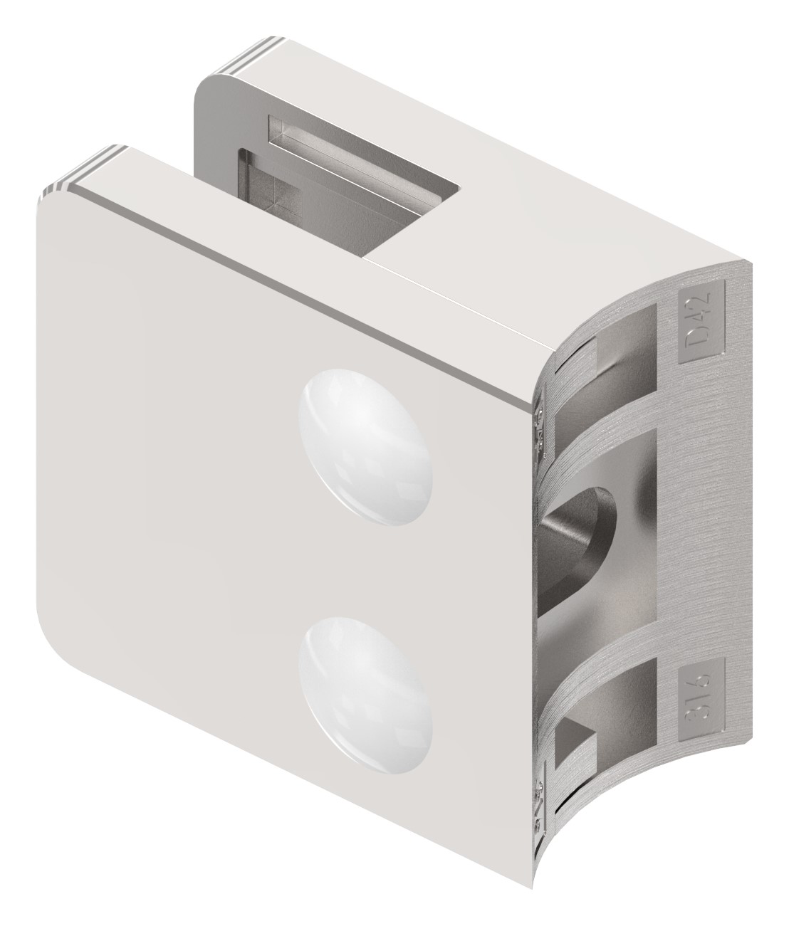 Glasklemme Mod. 31, Anschluss: 42,4mm, V4A Glasklemme Mod. 31, Anschluss: 42,4mm, V4A
