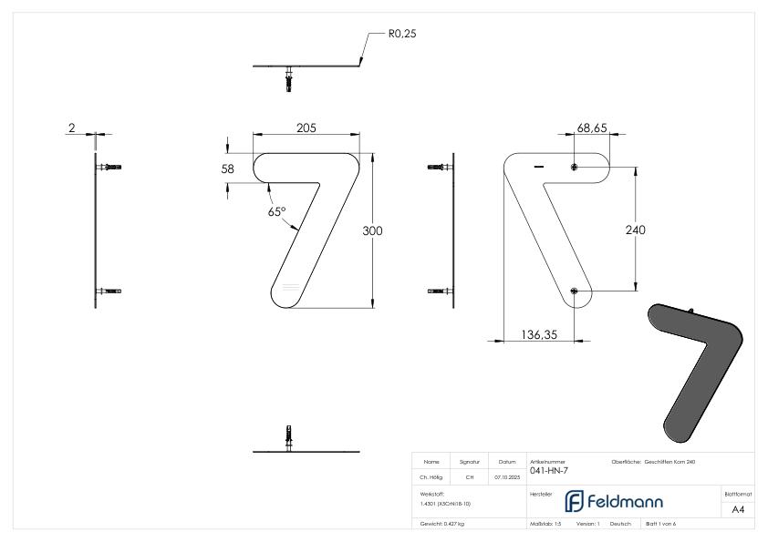 Hausnummer 7 - "groß", V2A