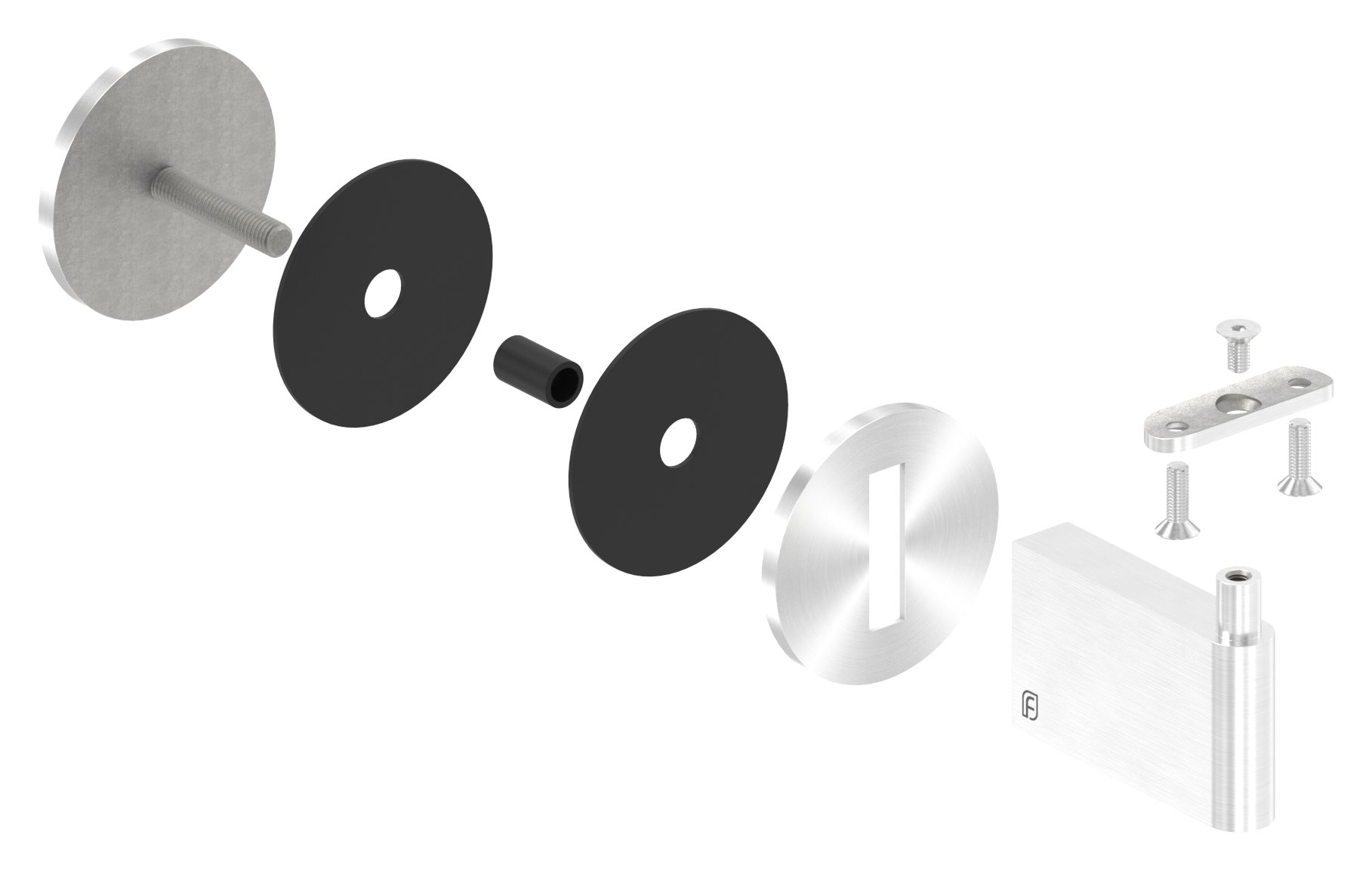 Sensa Design 2, für Rohr 42,4mm, für Montage an Glas, V2A