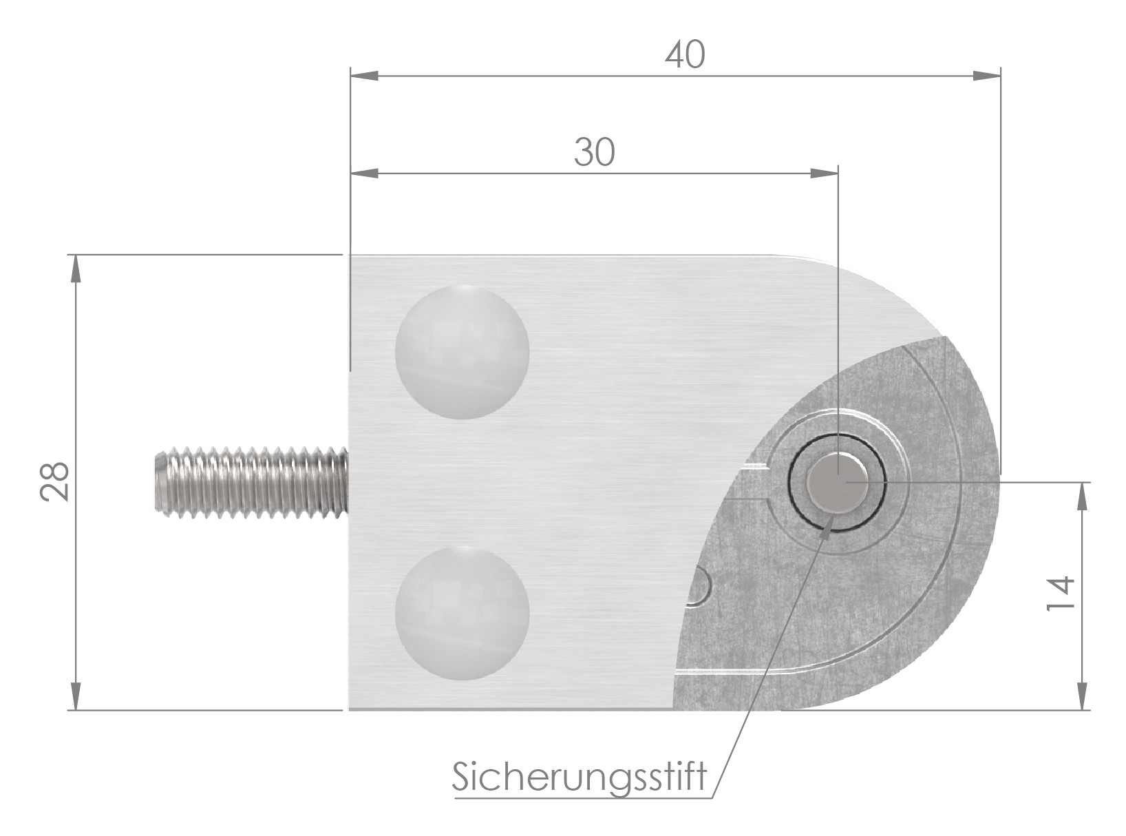 Glasklemme Mod. 16, Anschluss: 42,4mm, V2A