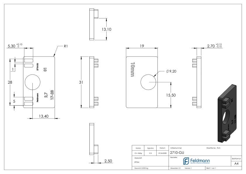 Gummi für Mod. 27, ESG-Glas 10mm Gummi für Mod. 27, ESG-Glas 10mm