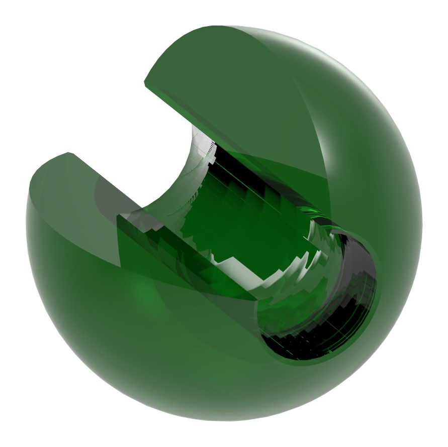 Glaskugel grün Ø 35mm mit Durchgangsbohrung 12,3mm