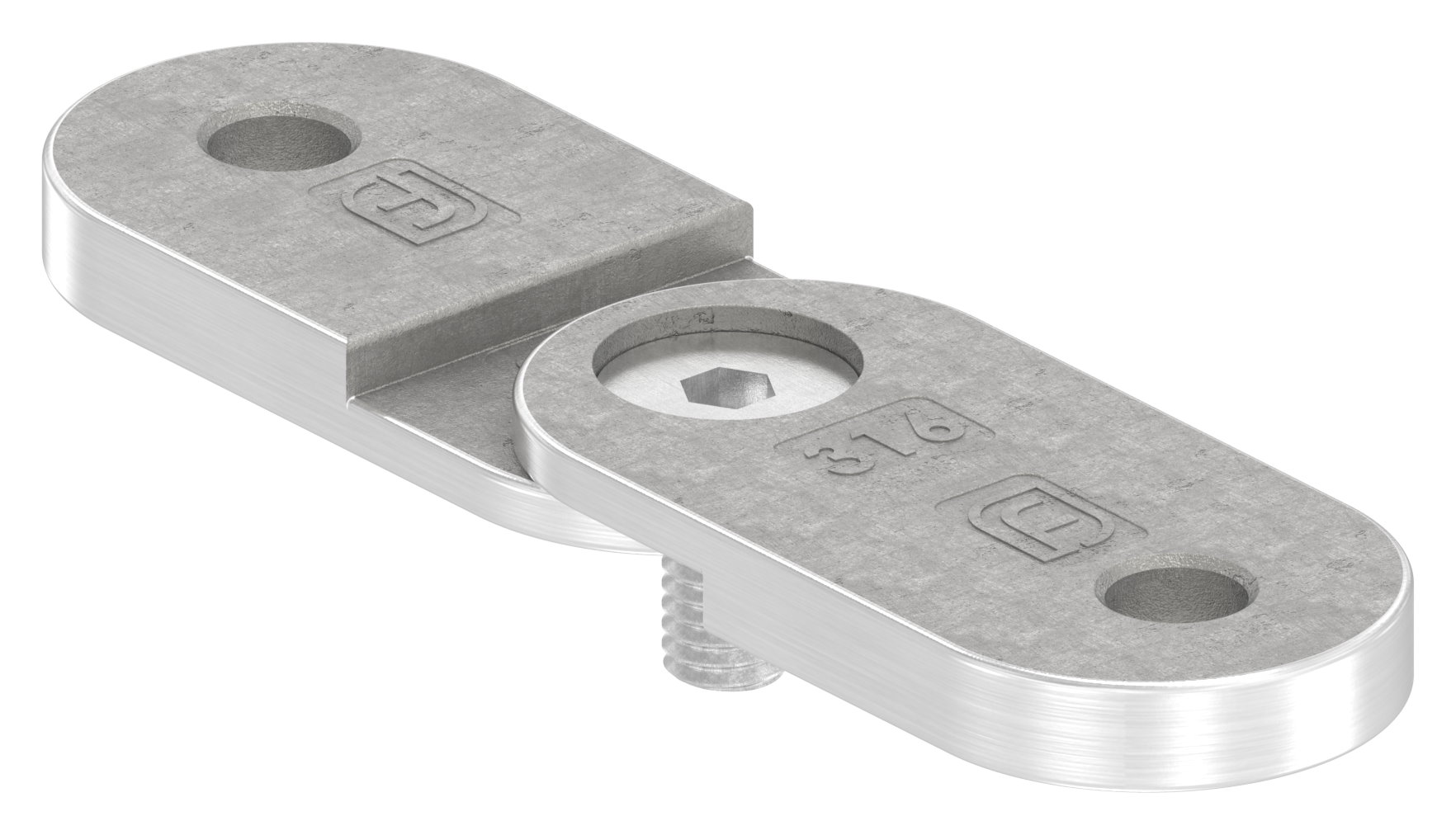 Handlaufanschlussplatte verstellbar, flach, V4A