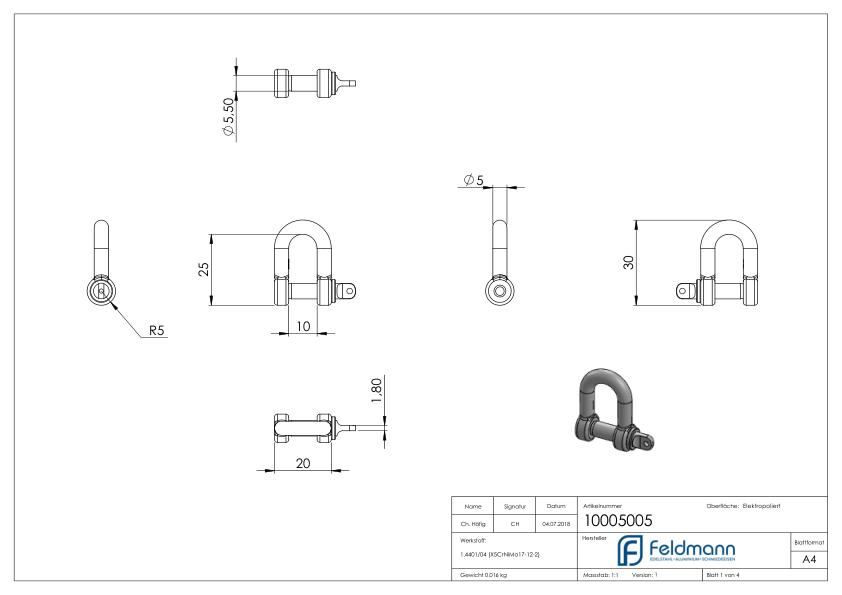 Schäkel, M5, V4A Schäkel, M5, V4A