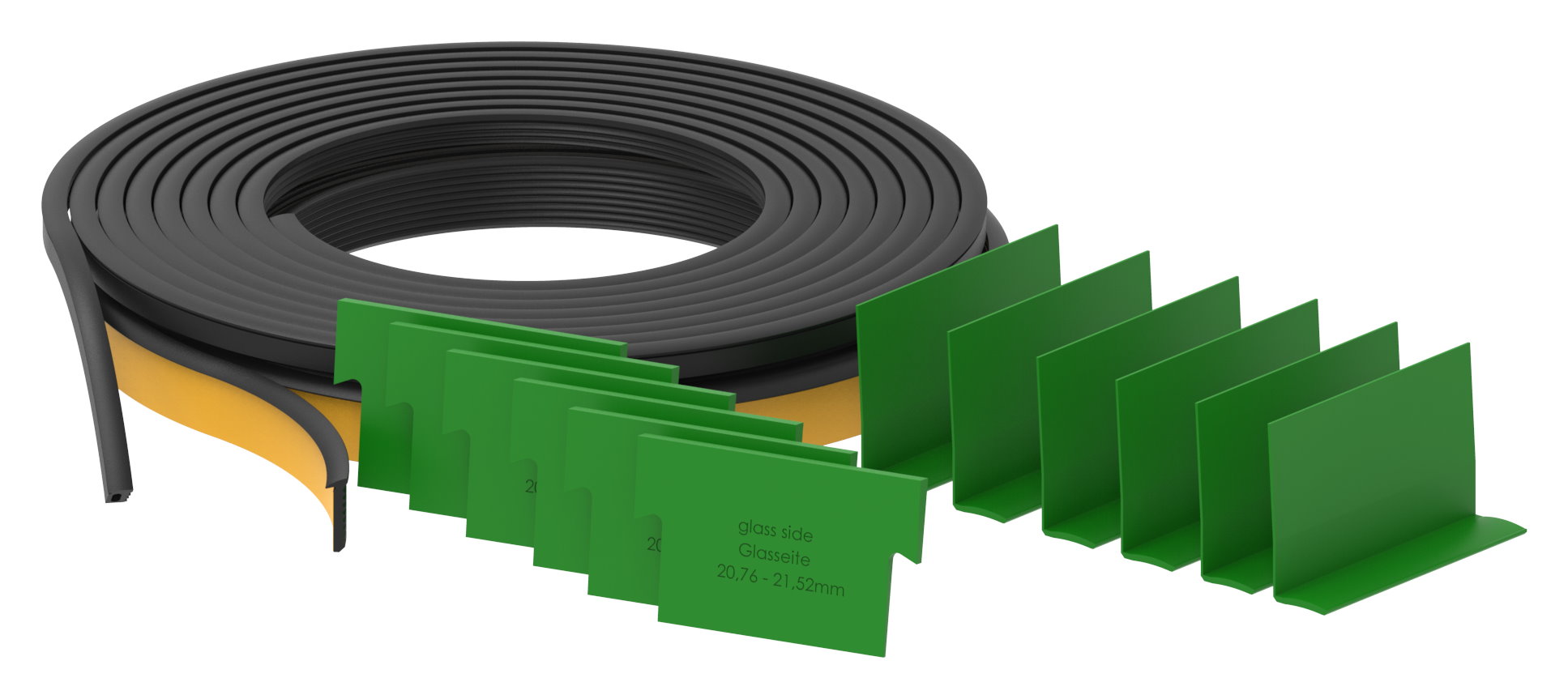 Gummiset für 3000mm Aluprofil für Glas 20,76 - 21,52mm