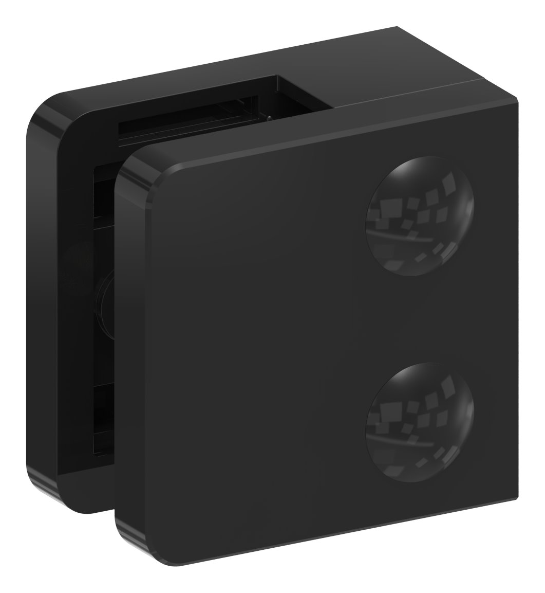 Glasklemme Mod. 31, Anschluss: gerade, Zink roh pulverbeschichtet RAL 9005 matt