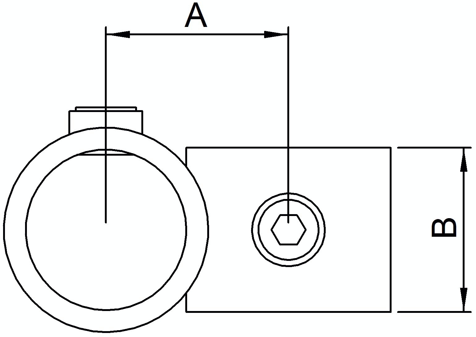 Kreuzstück 90°, reduziert, für Rohr Ø 42,4 / 33,7mm