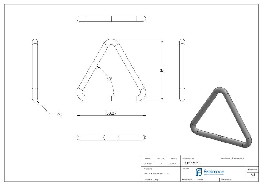 Triangel 3x45mm V4A