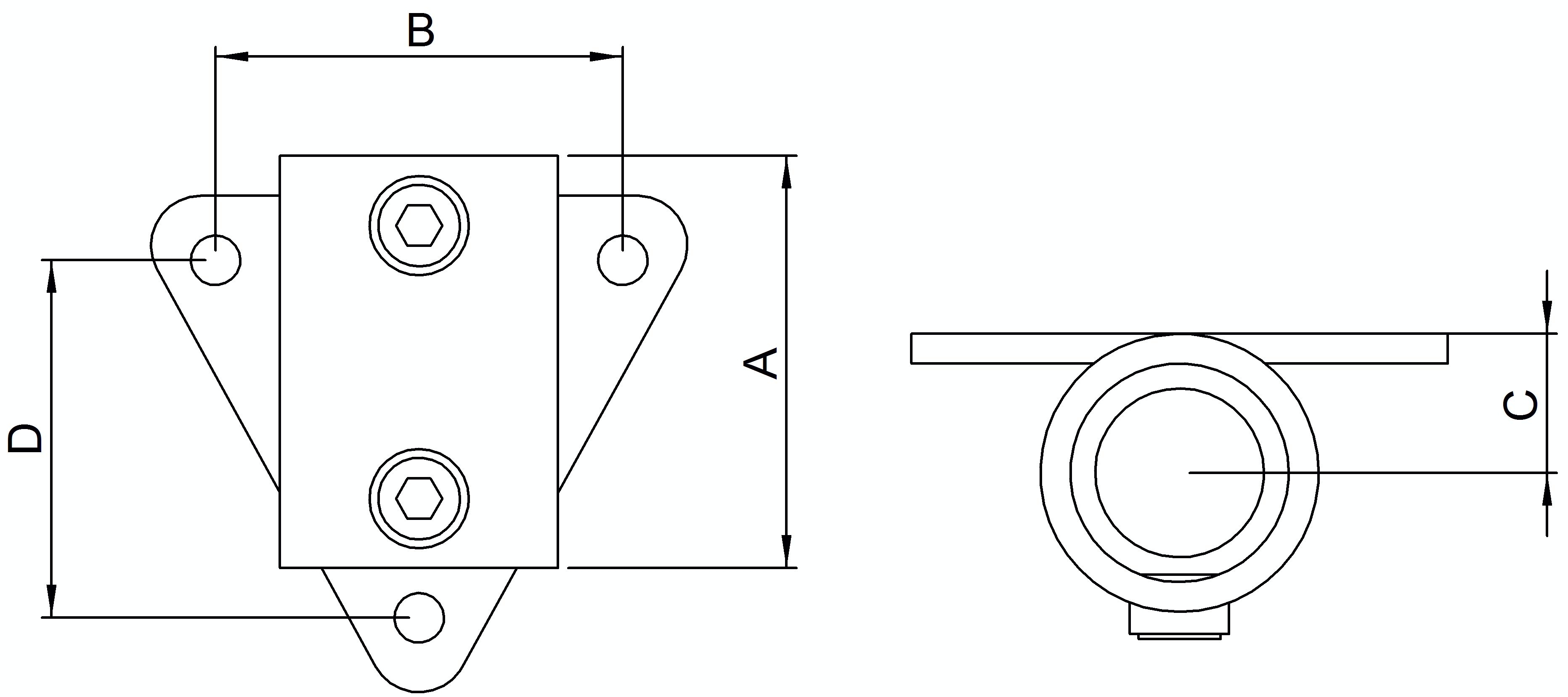 Wandhalter mit 3 Bohrungen, für Rohr Ø 48,3mm