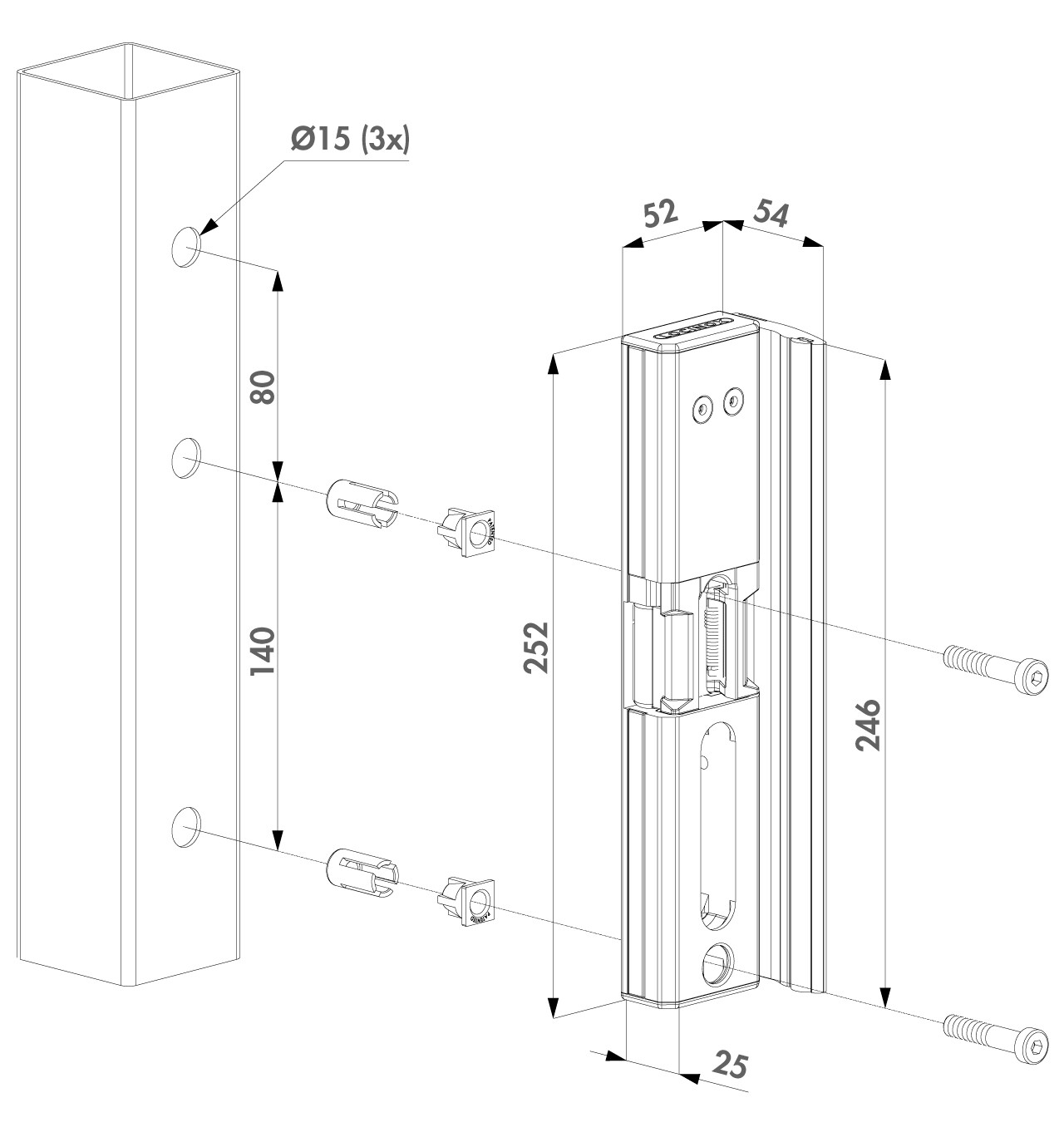 Elekterischer Öffner, MODULEC-SA-E - stomlos geschlossen - in RAL 7016