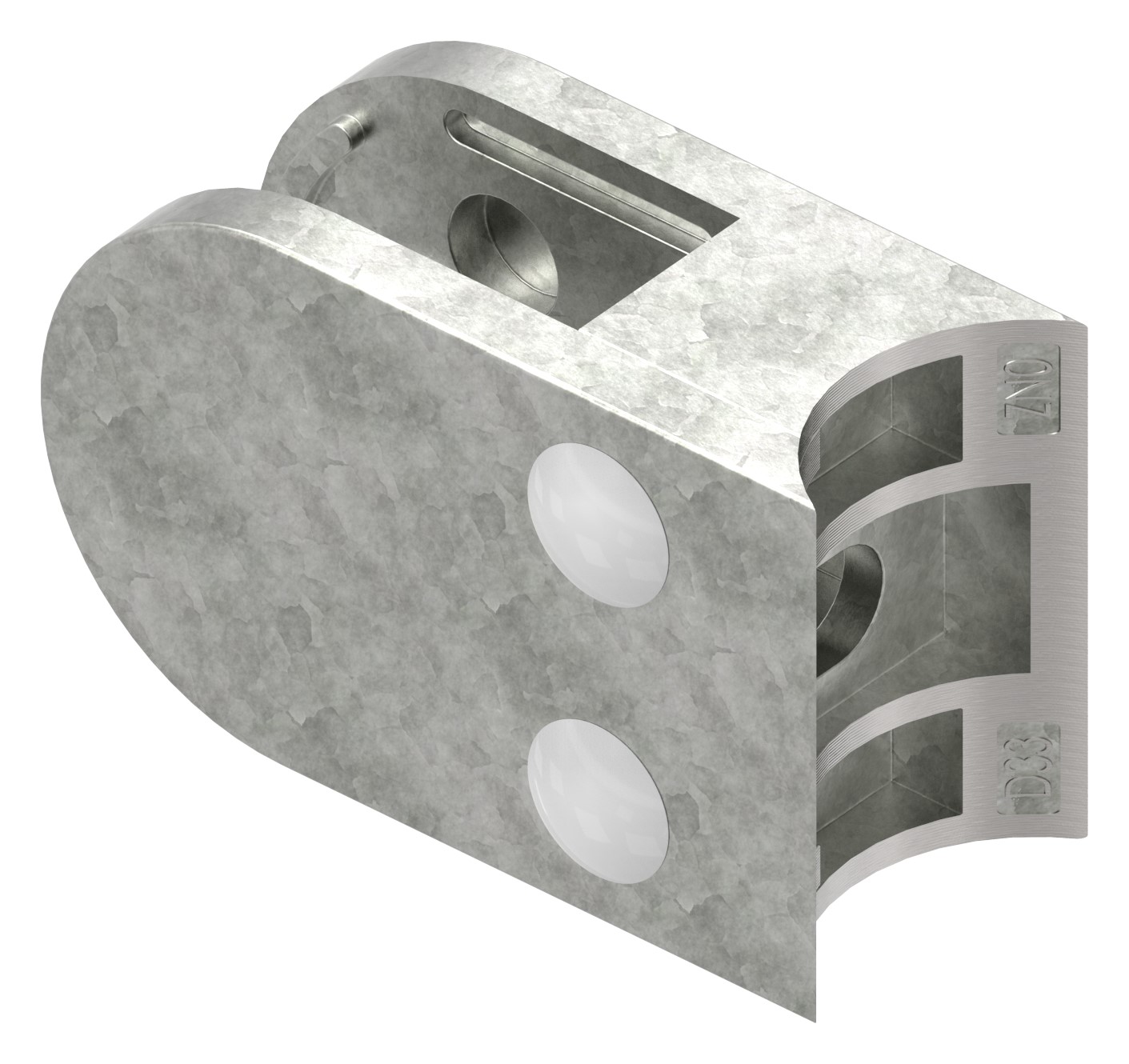 Glasklemme Mod. 38, Anschluss: 33,7mm, Zink roh Glasklemme Mod. 38, Anschluss: 33,7mm, Zink roh
