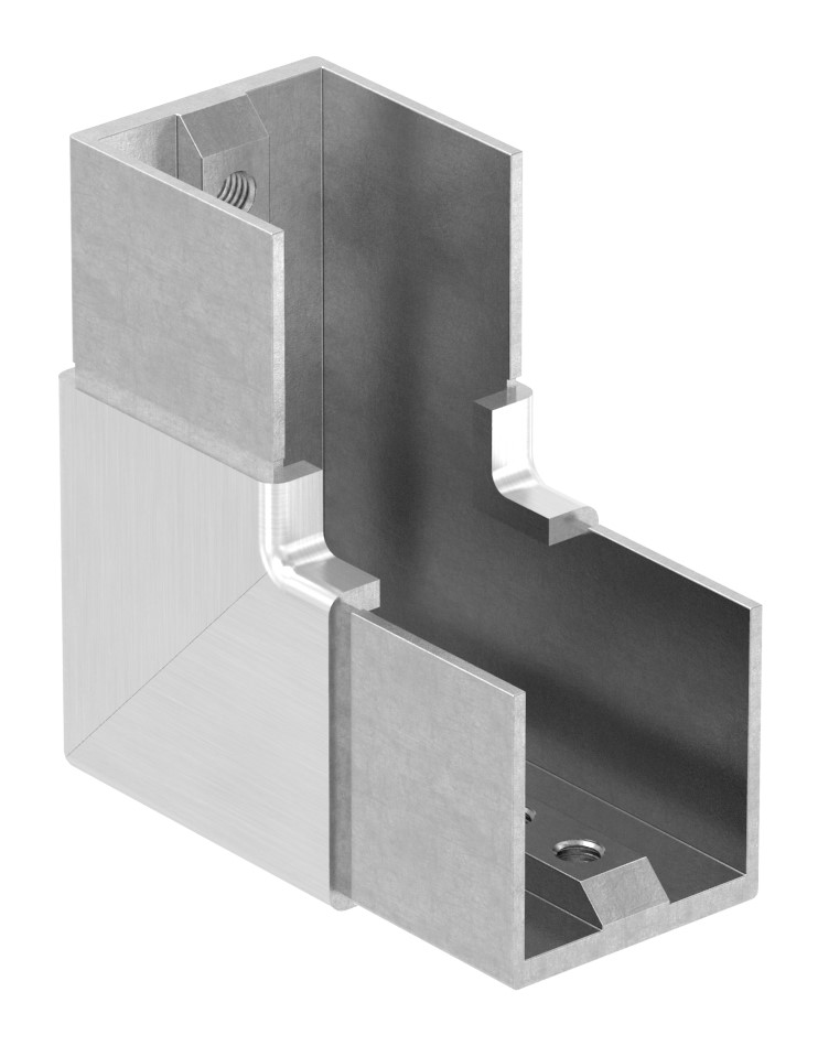 Eckbogen, vertikal, für Nutrohr 40x40mm, V2A