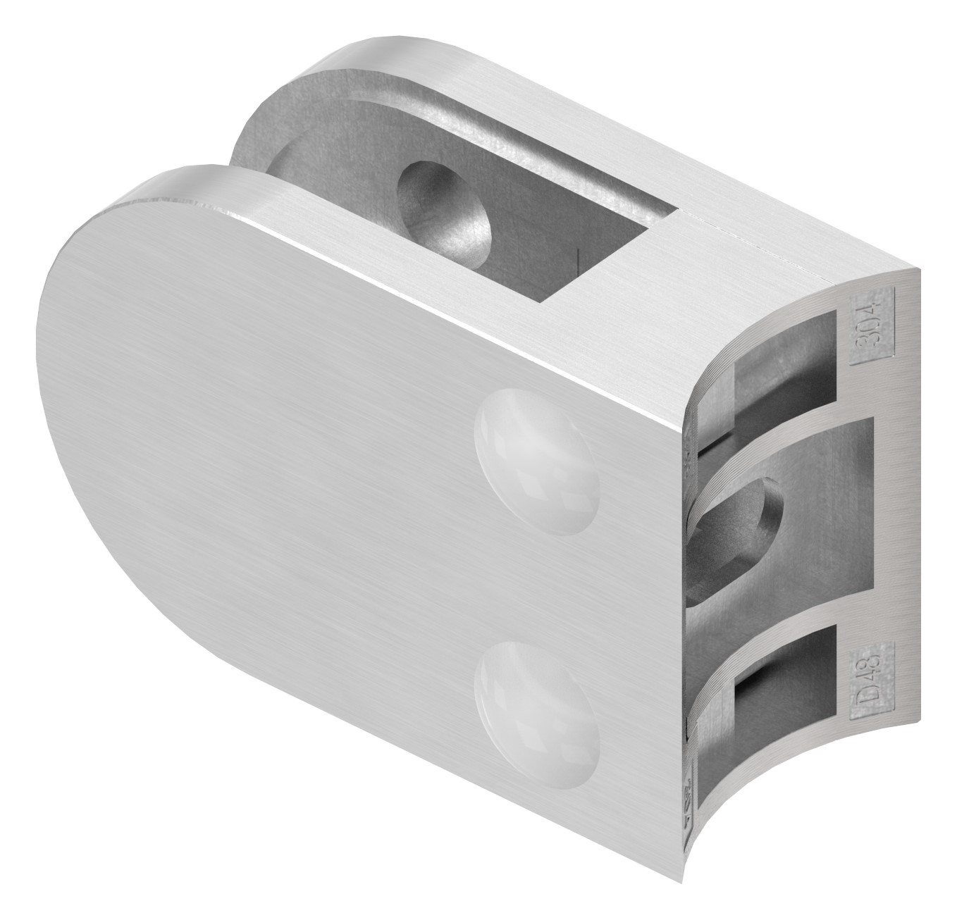 Glasklemme Mod. 33, Anschluss: 48,3mm, in V2A Glasklemme Mod. 33, Anschluss: 48,3mm, in V2A
