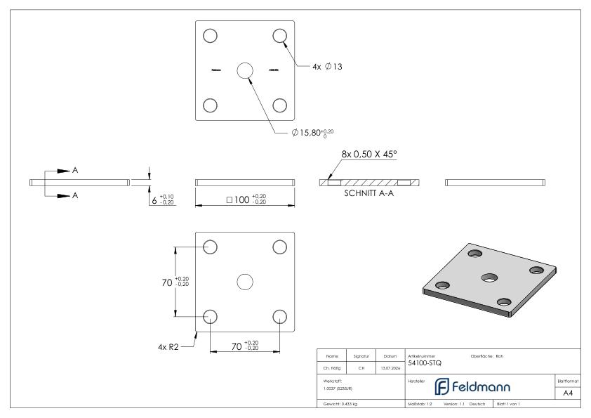 Ankerplatte 100x100x6mm