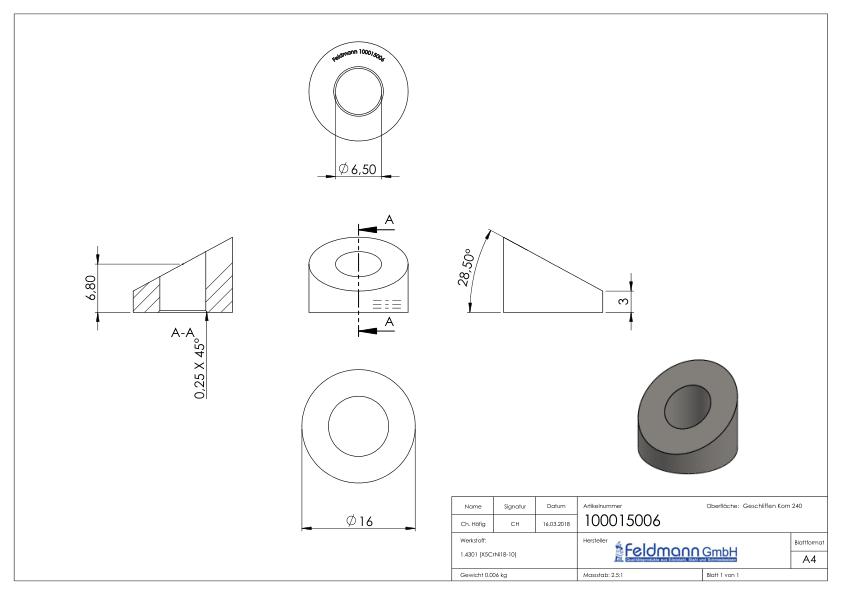 Formanschluss, für Gewinde M6, V2A Formanschluss, für Gewinde M6, V2A