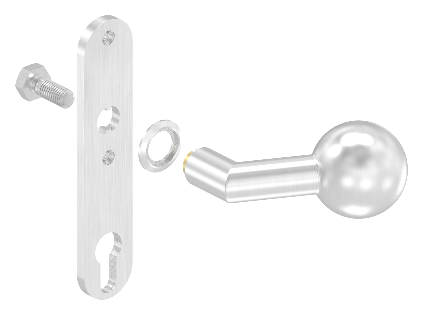 Türknopf, Ø 50mm, mit Langschild, V2A
