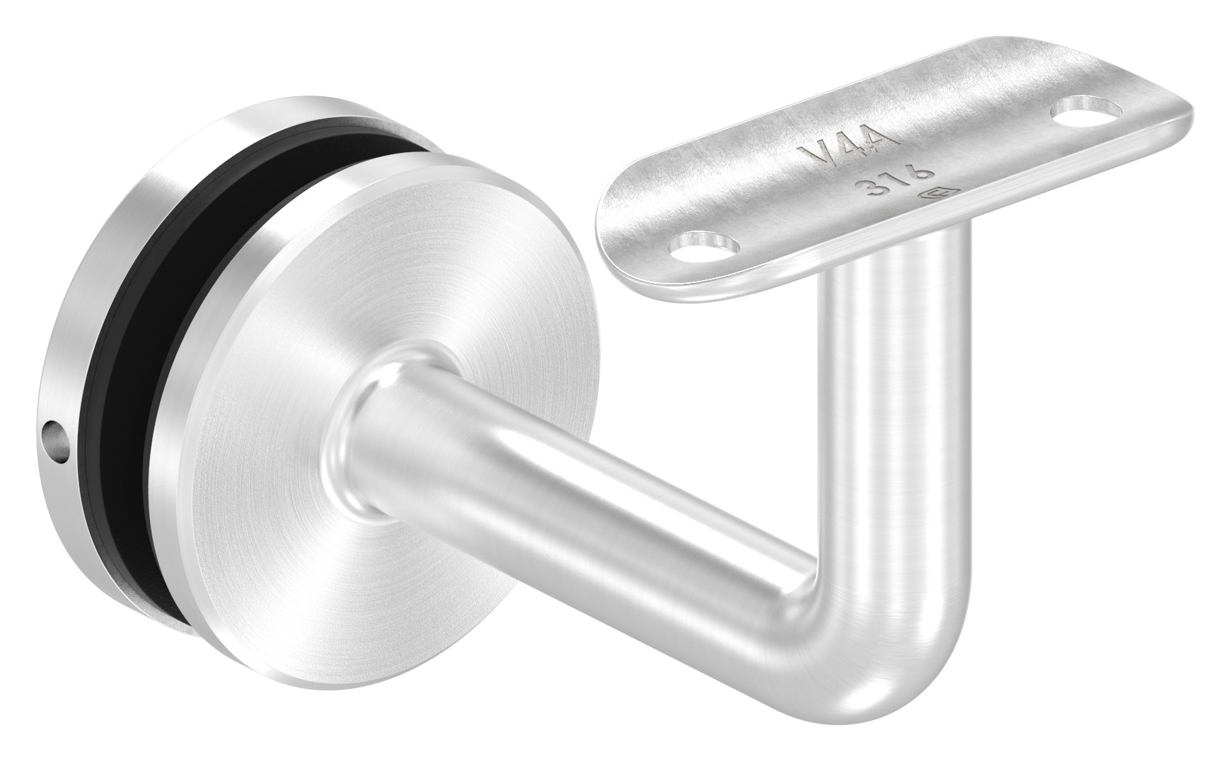Handlaufhalter für Glas, Handlaufanschlussplatte 42,4mm, V4A Handlaufhalter für Glas, Handlaufanschlussplatte 42,4mm, V4A