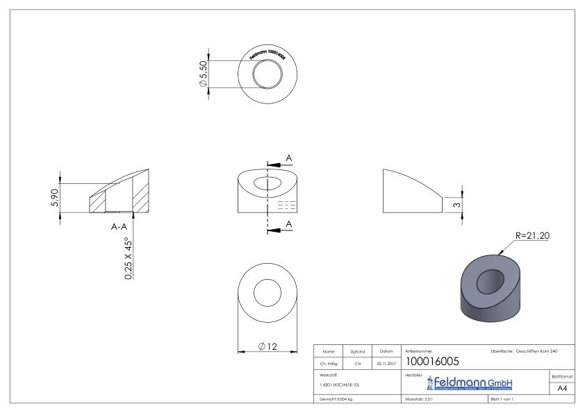Formanschluss, für Gewinde M5, V2A Formanschluss, für Gewinde M5, V2A