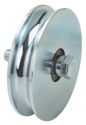 Schiebetorrolle mit Rundrille, Ø 140mm, für Schiene Ø 20mm, 2 Kugellager, verzinkt