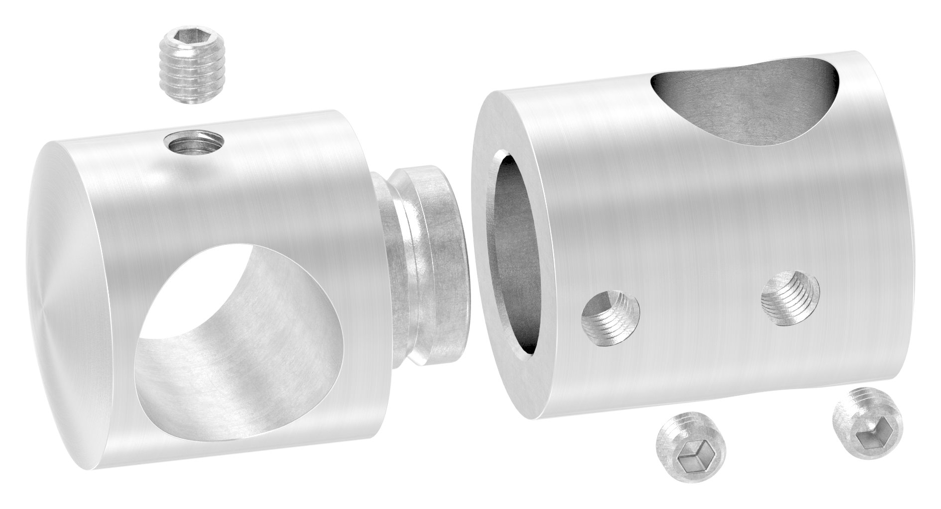 Doppelquerstabhalter mit 14,2 und 14,2mm Bohrung, V2A Doppelquerstabhalter mit 14,2 und 14,2mm Bohrung, V2A