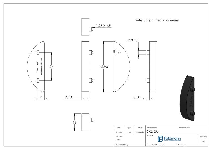 Gummi für Mod. 20/21, Blech 2,0mm