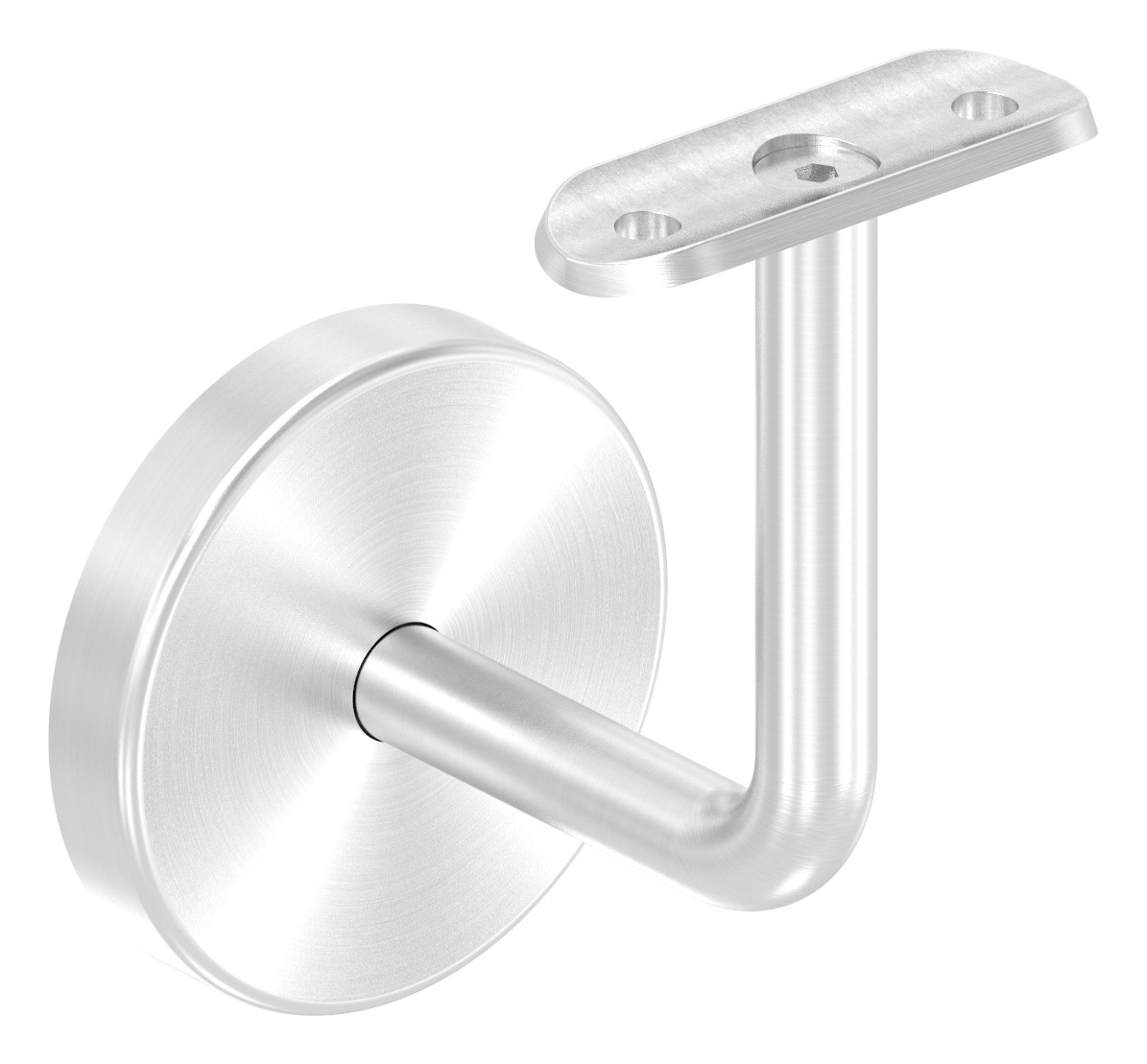 Handlaufhalter mit Handlaufanschlussplatte und Abdeckrosette (Ronde und Bügel verschweißt), V4A