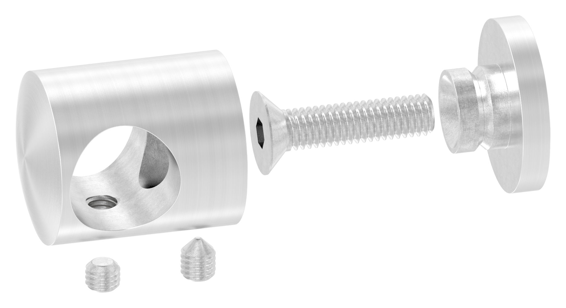 Querstabhalter für geraden Anschluss, 16,2mm Bohrung, V4A