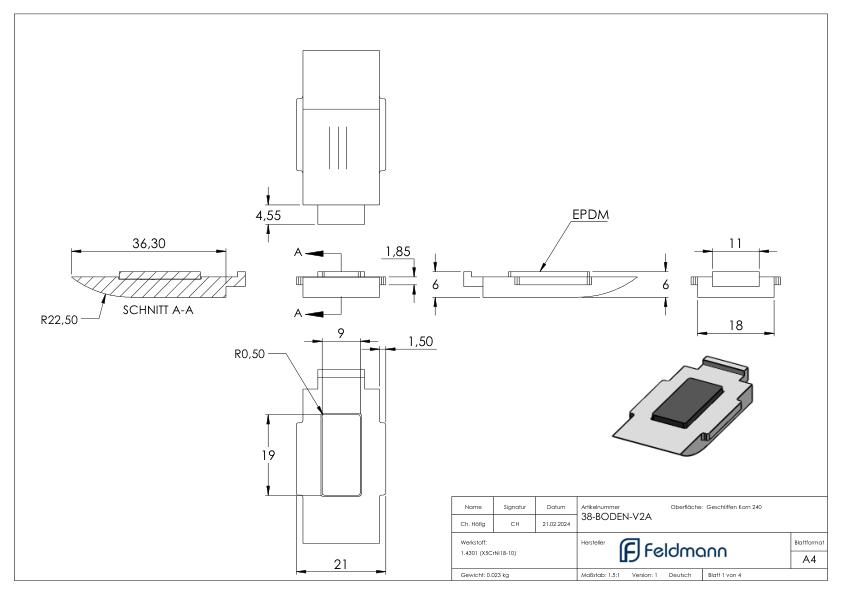 Sicherungsplatte für Mod. 38 , V2A