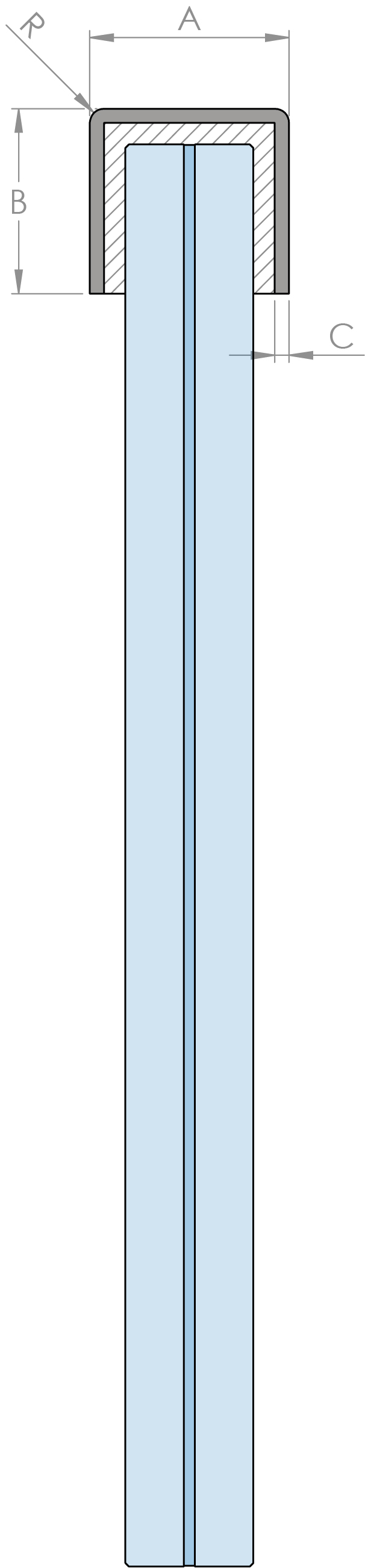 Aluminium-U-Profil, 22x12x2mm, L: 6000mm