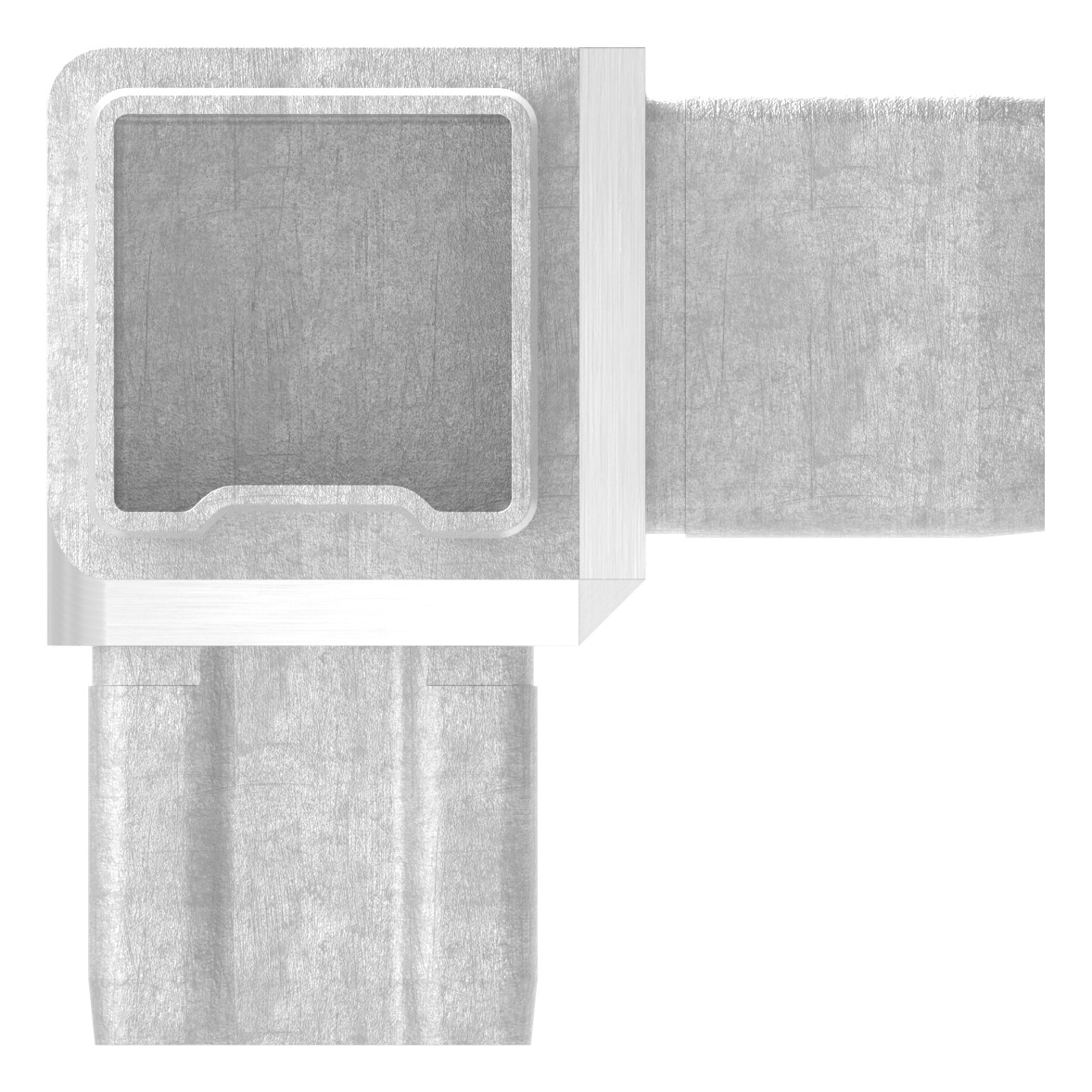 Eckstück 90° mit 3 Abgängen für Rohr 40x40x3,0mm, V4A