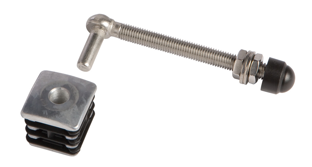 Torbandset M12 mit Länge 130mm für Rohr 40 x 40 x 2,0mm mit Aluminium-Kappen