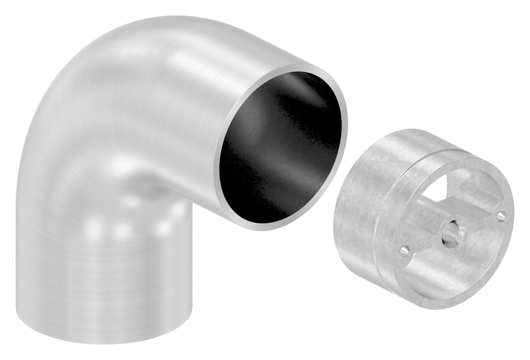 Endbogen 90° für 42,4mm Holzhandlauf, V2A