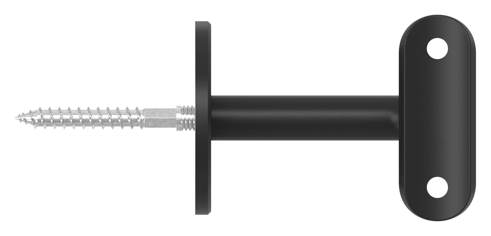 Handlaufhalter mit Platte 42,4mm, (Ronde und Bügel verschweißt), V2A in RAL 9005 beschichtet