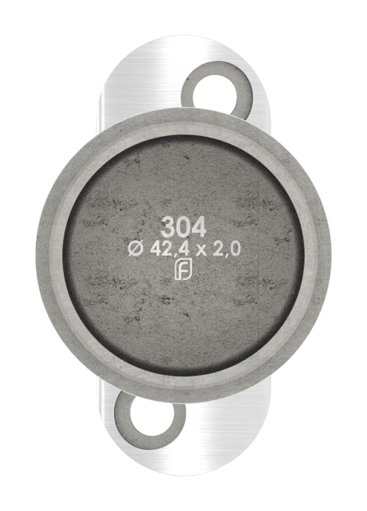 Handlaufstütze ohne Kabeldurchführung für Rohr 42,4x2,0mm, Handlaufanschlussplatte: 42,4mm, V2A